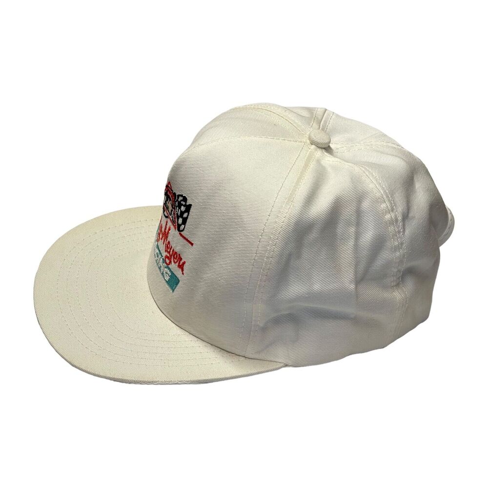 Vintage White Embroidered Nascar Heilig Meyers Racing Snapback Hat Made in USA - Picture 2 of 7